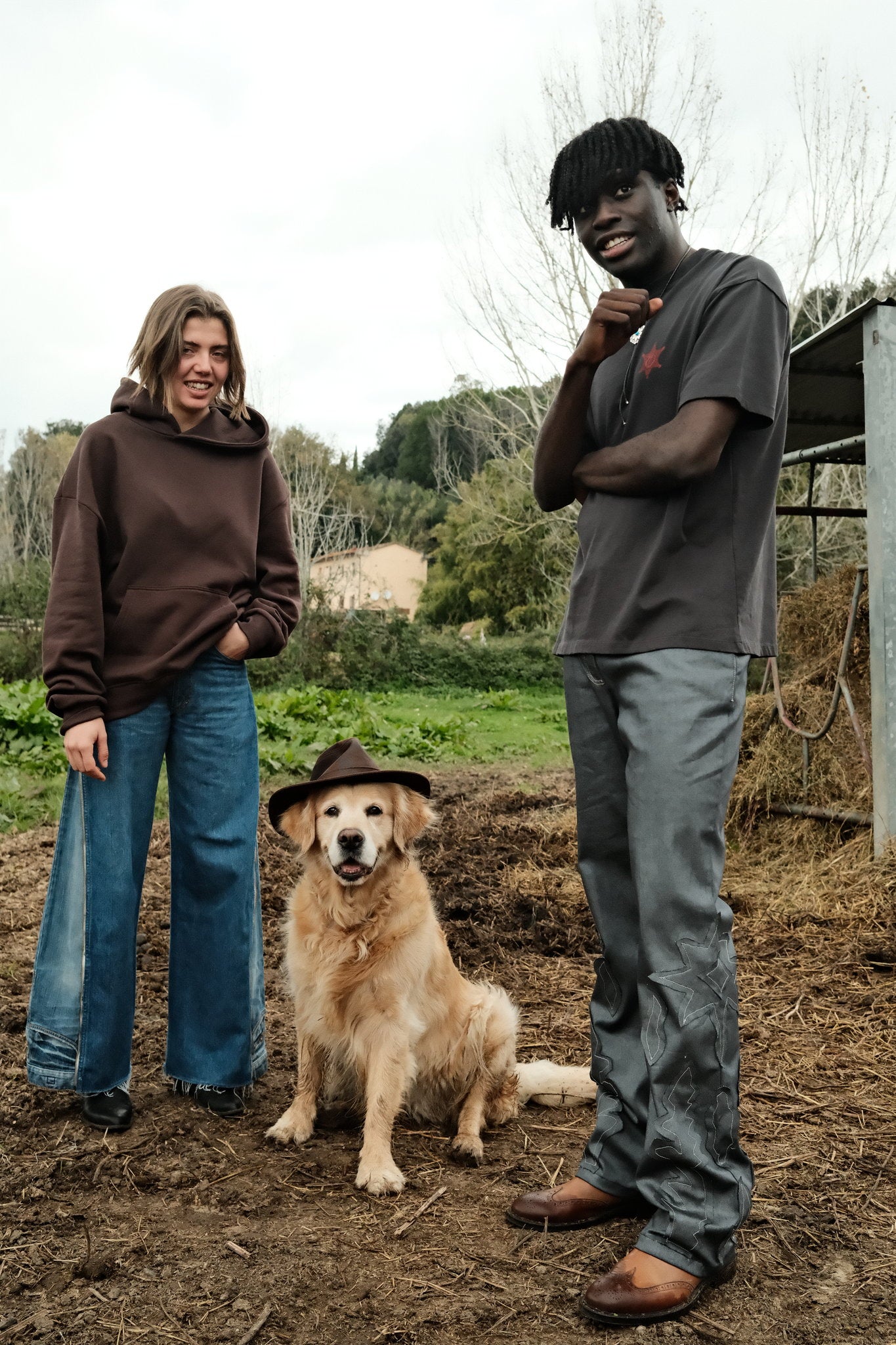 Patched Metallic Grey Pants