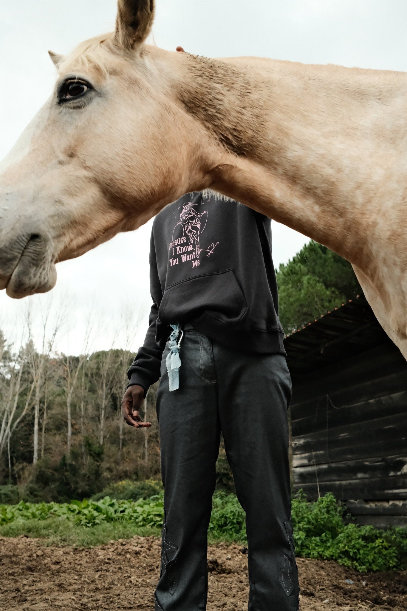 Patched Metallic Grey Pants