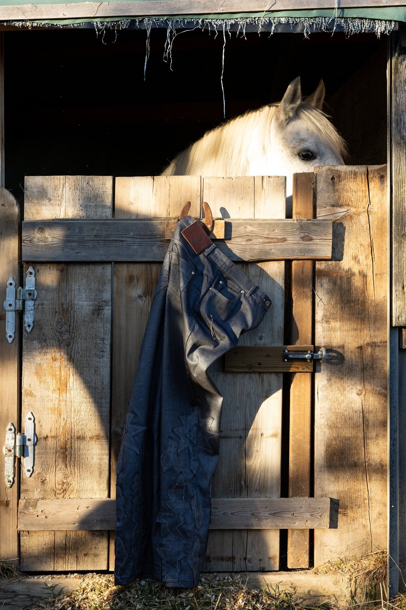 Patched Metallic Grey Pants